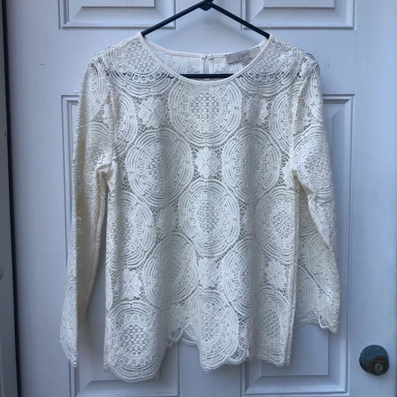 LOFT Ivory Lace Top - Picture 3 of 11